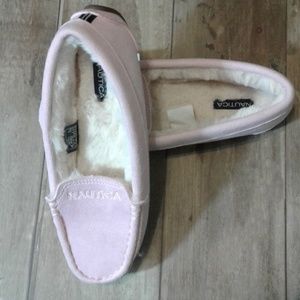 NWOT Pink Faux Suede Nautica Slippers